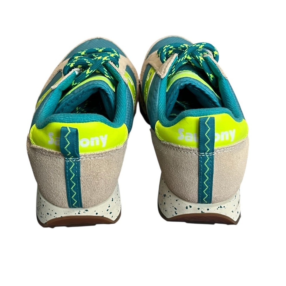 Saucony‎ Women Jazz Original Casual Suede size 7 Neon Green Teal Tan - Picture 4 of 8